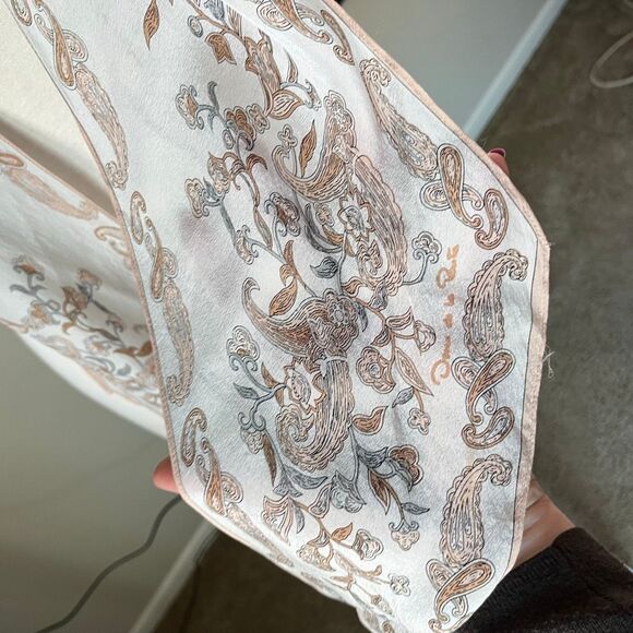 VTG Oscar de la Renta Silk Oblong Scarf Art Nouveau Romantic Bias Cut ~70” - Picture 9 of 16